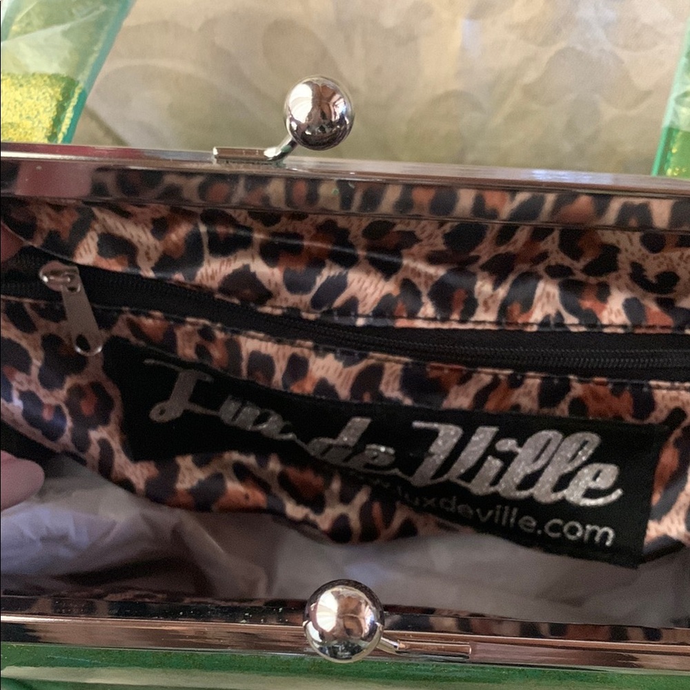 Lux de Ville Sparkle Green & Black Shoulder Bag Purse - Picture 5 of 8